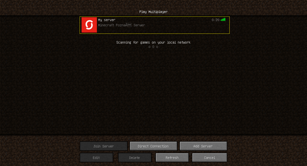 Lista dodanych serwerów Minecraft