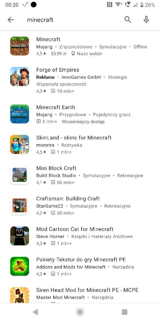 Jak pobrać Minecrafta - szukaj