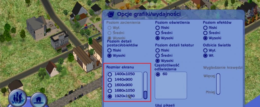 Zmiana rozdzielczości w The Sims 2