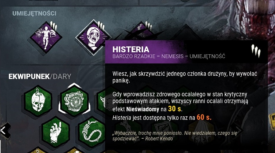 dbd umiejetnosc histeria