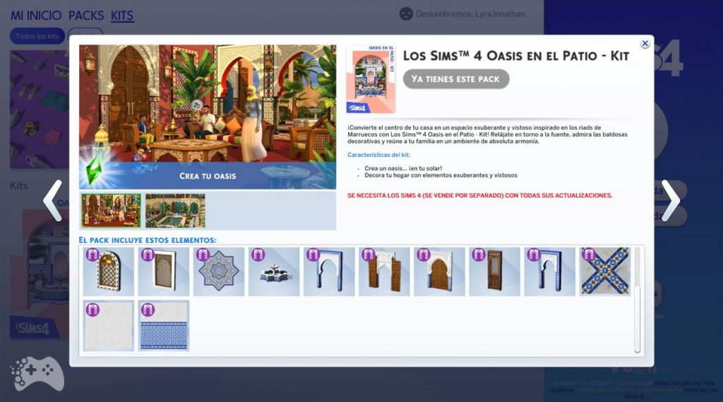The Sims 4 oaza na patio lista obiektów