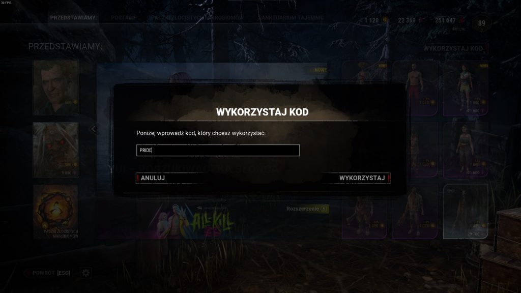 Kod na flagę LGBT w Dead by Daylight