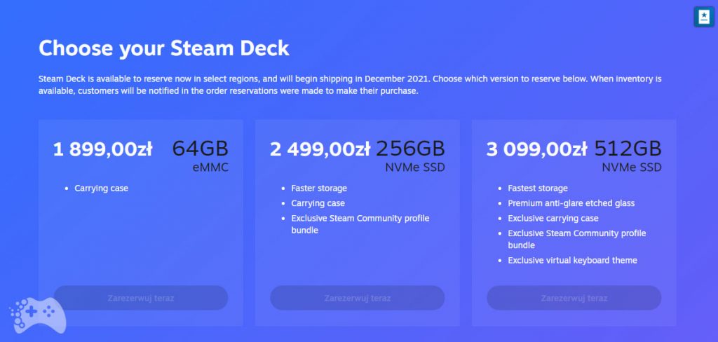 Steam Deck - cena konsoli