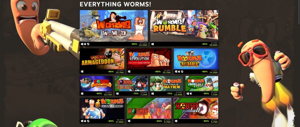 Przecena na gry Worms