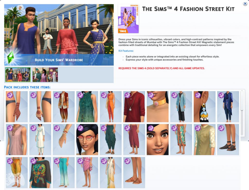 Przegląd The Sims 4 Dzielnica mody ubrania