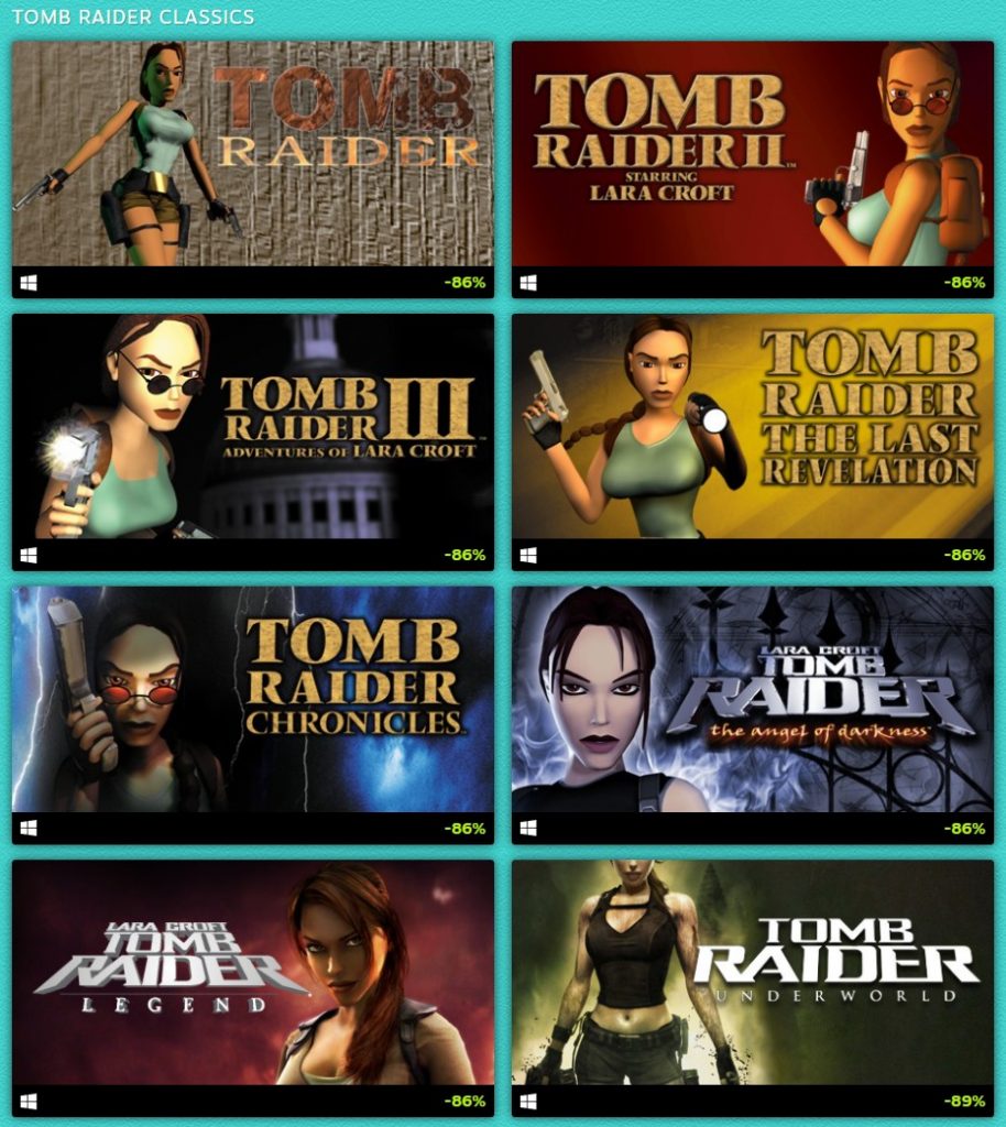 Lista Tomb Raiderów w promocji na Steam