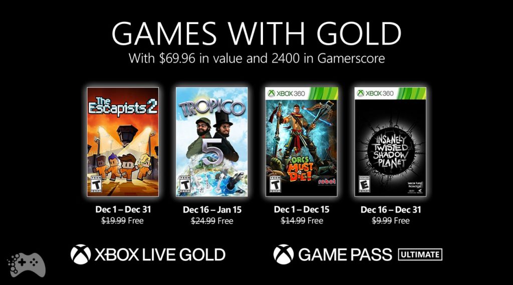 lista gier Games with Gold grudzień 2021