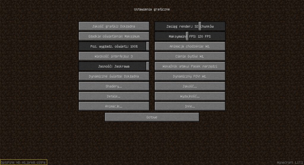 Sprawdzenie aktywacji OptiFine z Forge dla Minecraft 1.17+