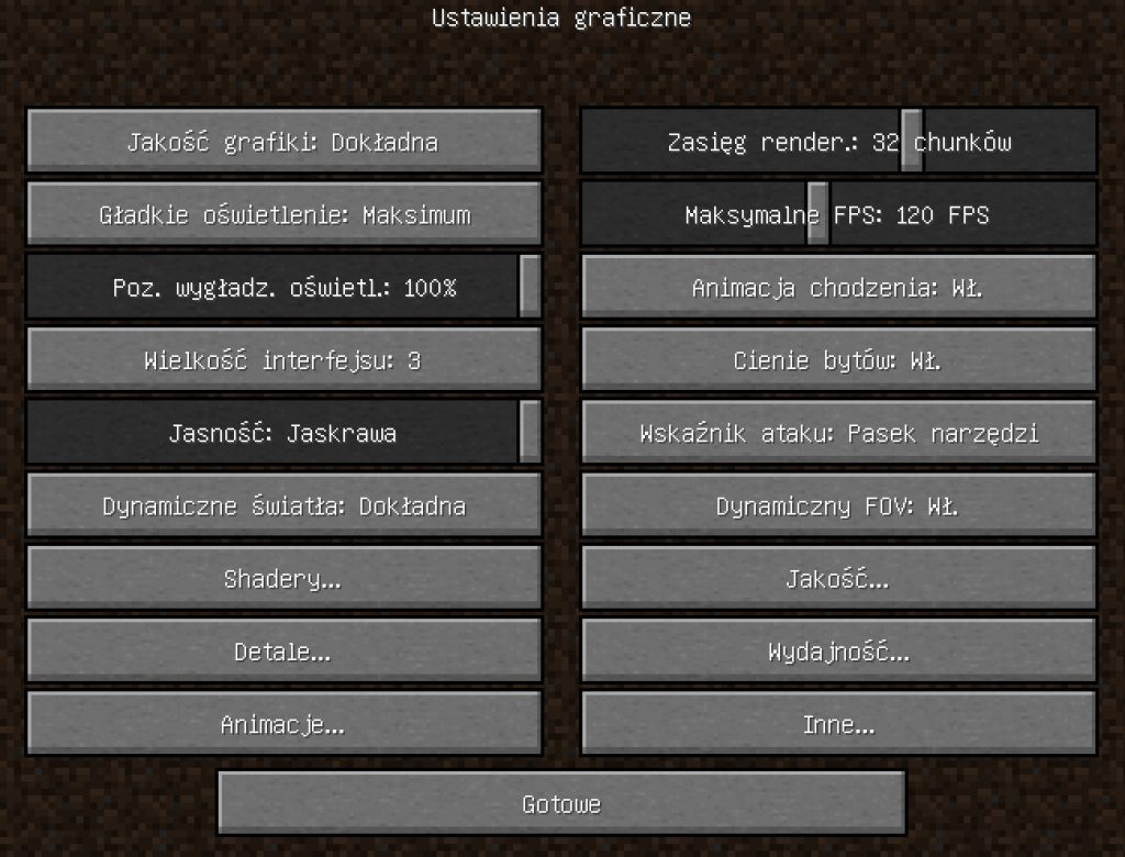 Ustawienia graficzne OptiFine z Forge dla Minecraft 1.17