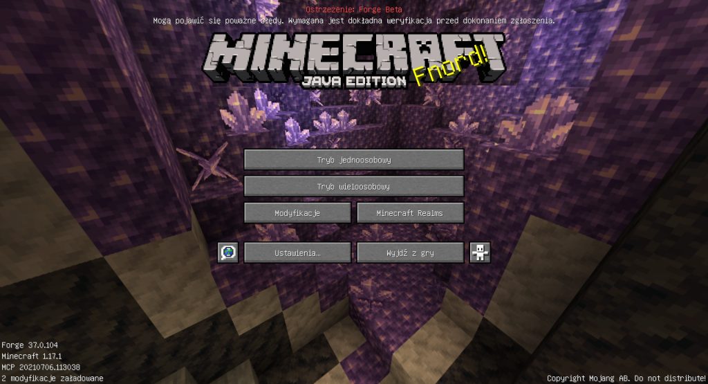 Uruchomiony Forge 1.17+