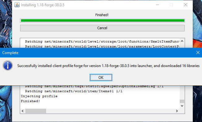 Poprawna instalacja Forge dla Minecrafta 1.18