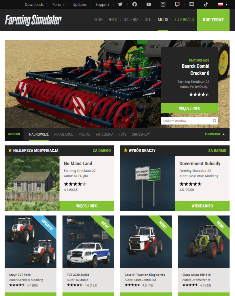 Farming Simulator 22 - oficjalna strona z modami