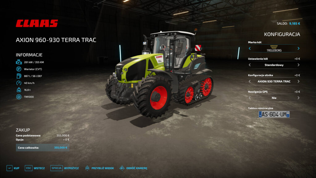 Mody do Farming Simulator 22: Claas Axion 900TT (Terra Track)