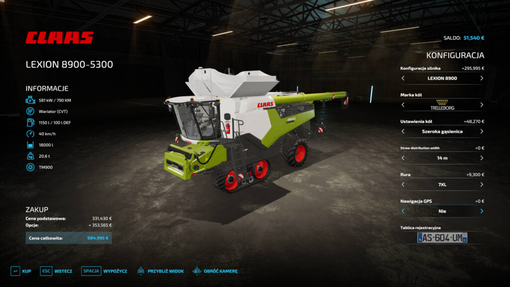 lista modow kombjany claas lexion 8900 najwieksza wersja