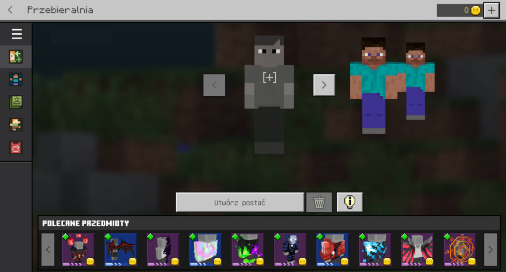 Wgrywanie skina Minecraft Windows Edition