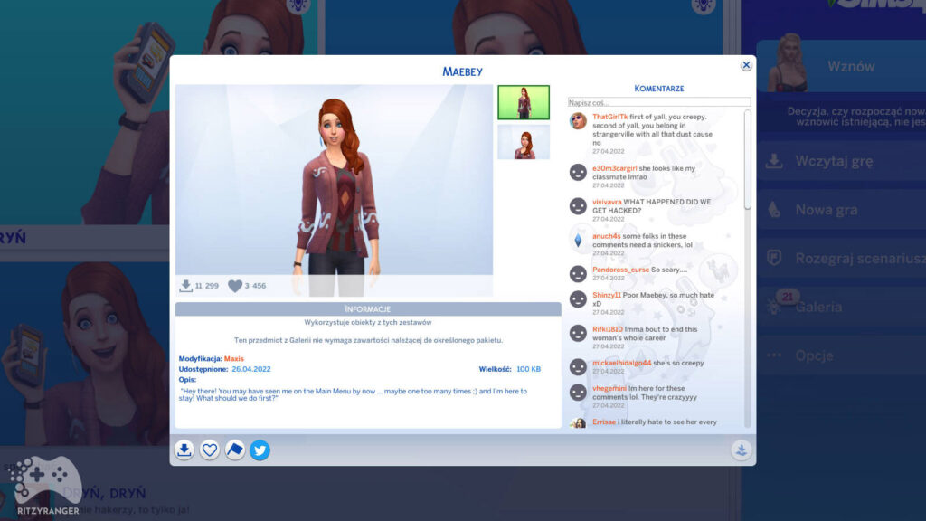 Callia Maebey aktualizacja The Sims 4 kwiecień 2022