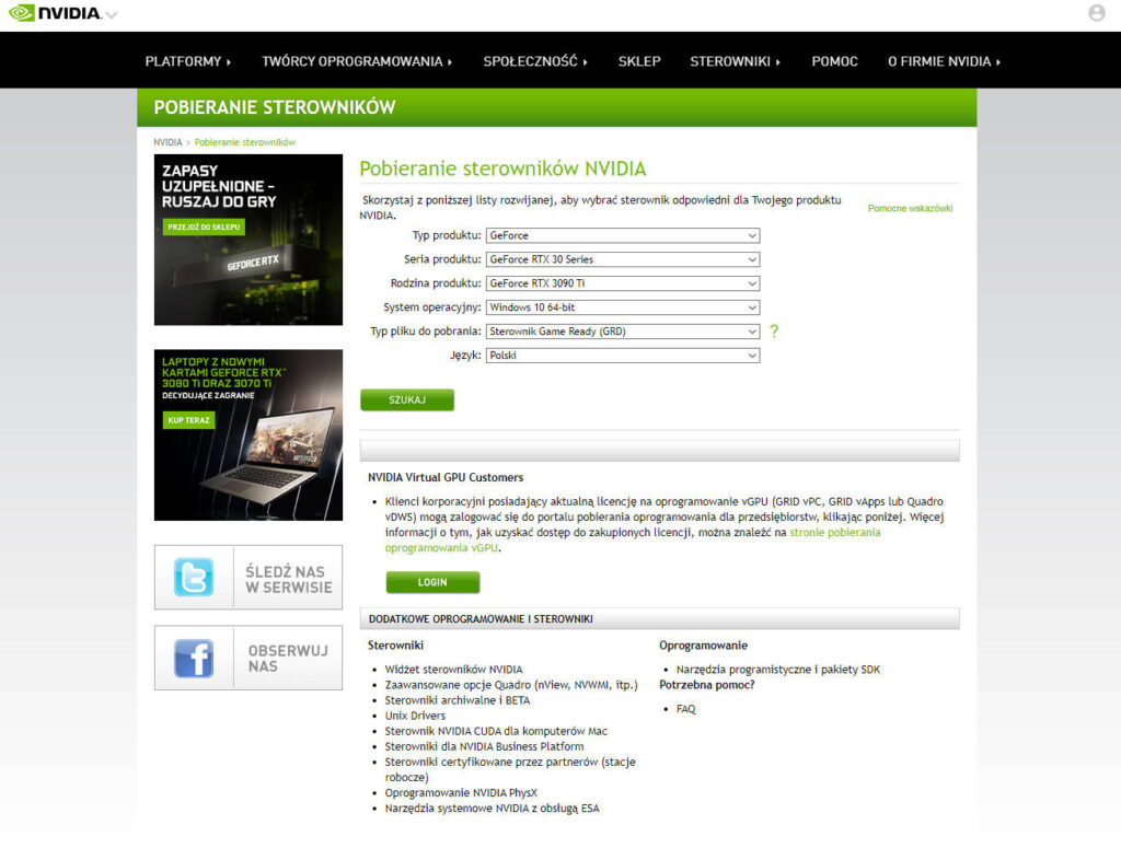 jak zainstalować sterowniki karty graficznej nvidia