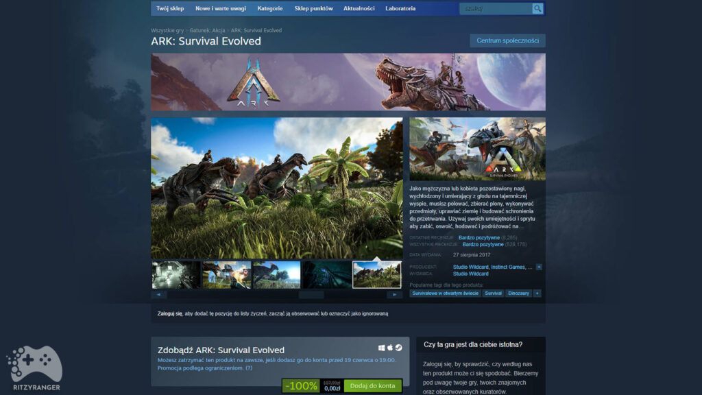 ARK Survival Evolved za darmo jak pobrać