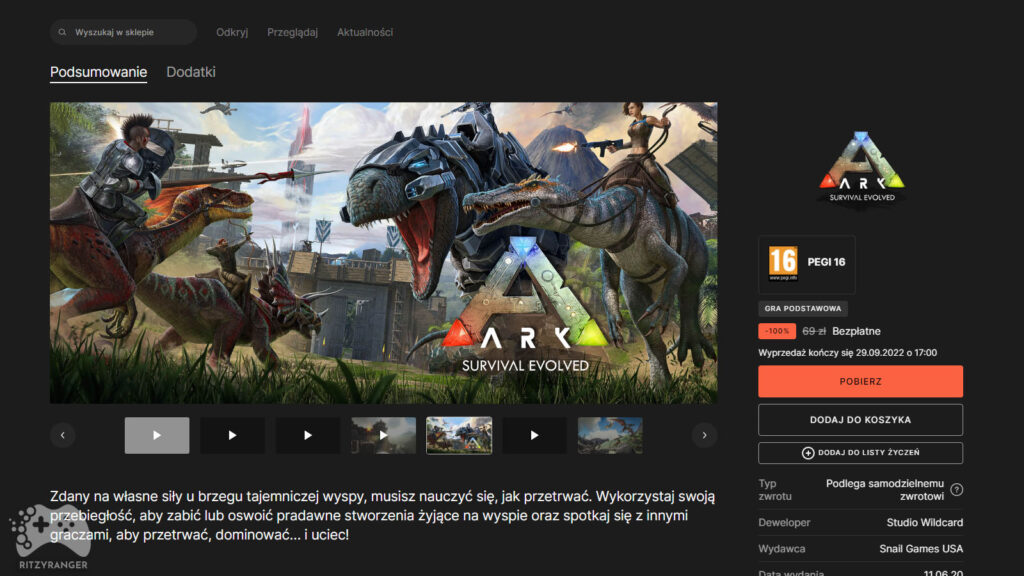 ARK Survival Evolved za darmo 2022