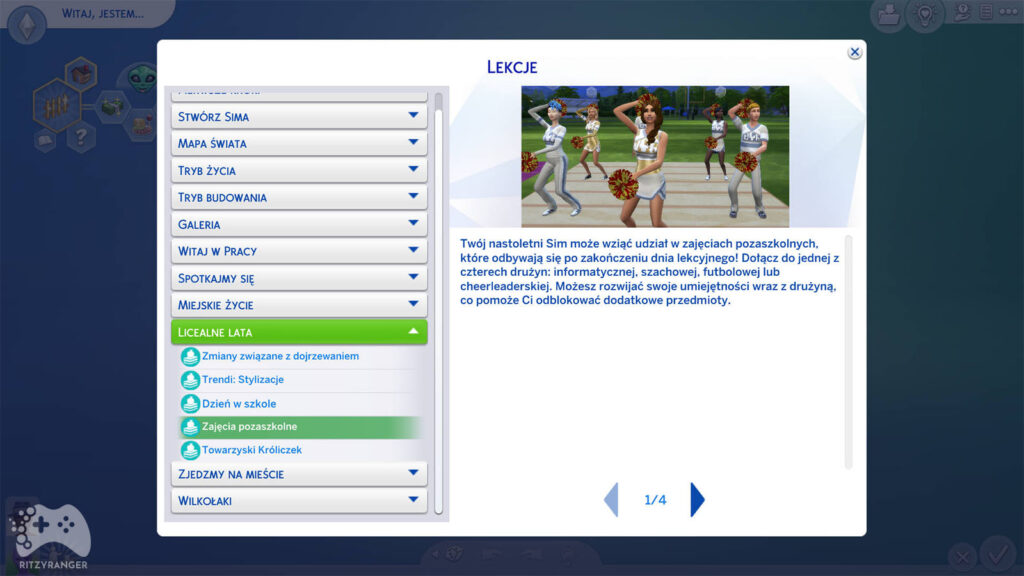 lekcje The Sims 4 Licealna lata październik 2022