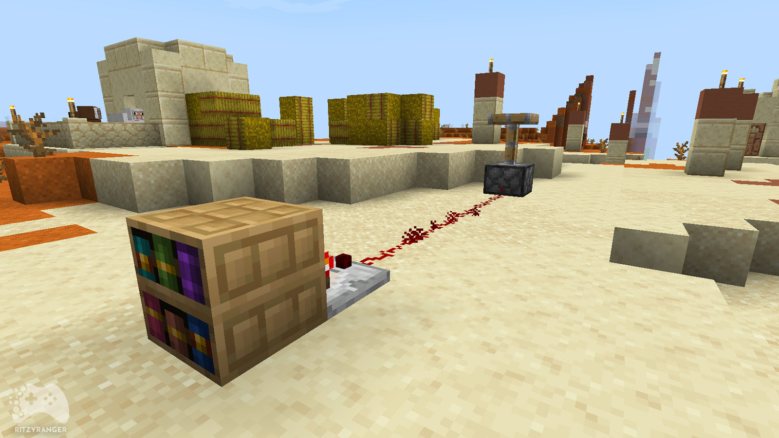 Rzeźbiona biblioteczka redstone Minecraft Snapshot 22w42a