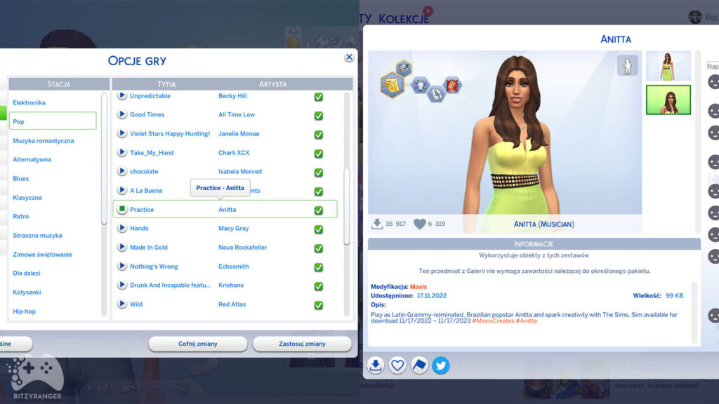 Listopad 2022 aktualizacja The Sims 4 Anitta