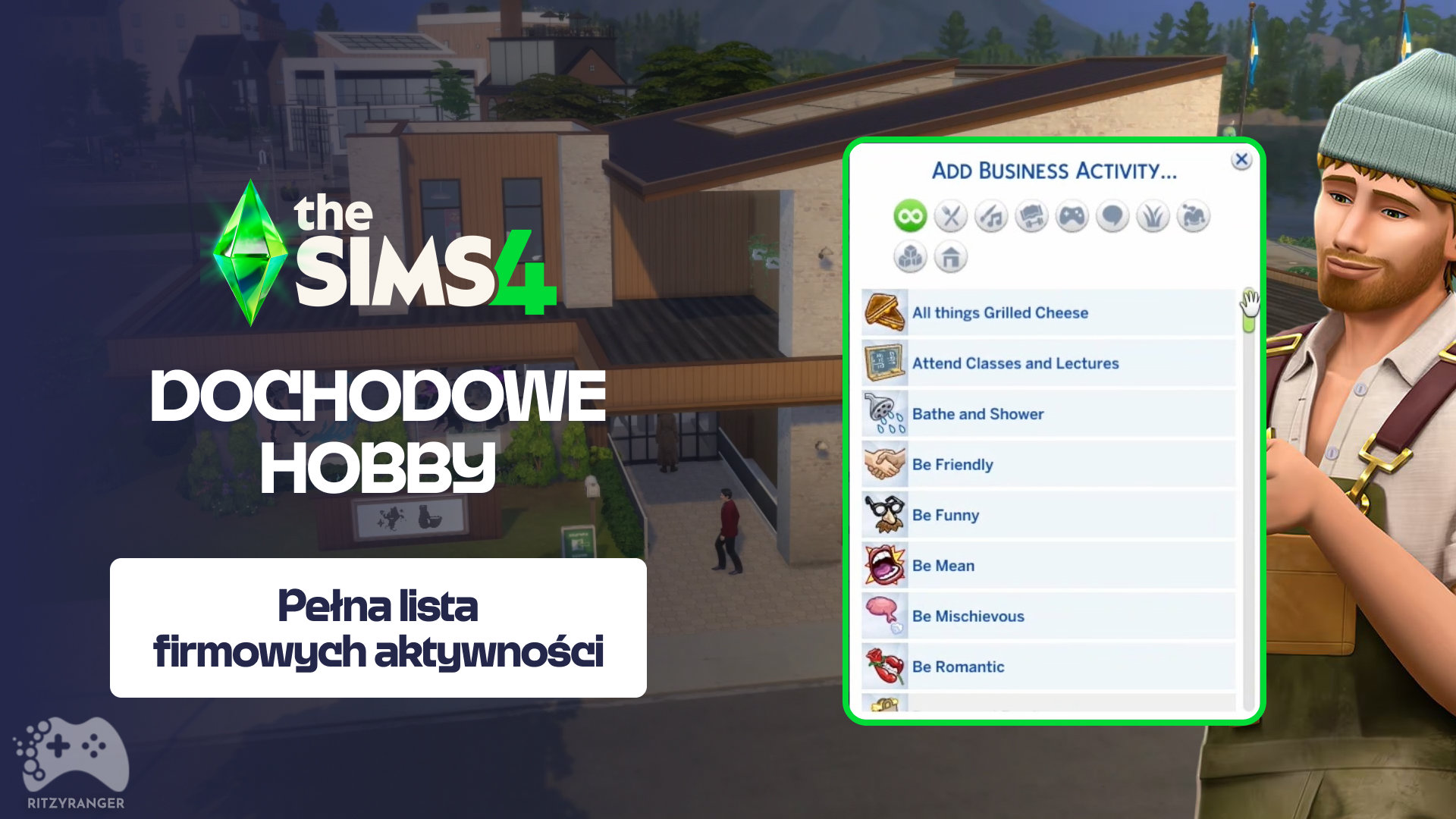 the sims 4 dochodowe hobby pełna lista firmowych aktywności