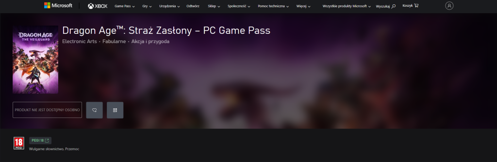 Dragon Age the Veilguard w Xbox Game Pass - zrzut ze sklepu