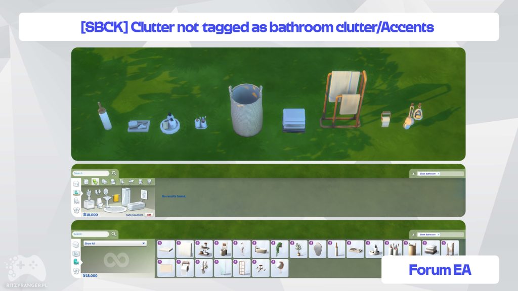 the sims 4 brak odpowiednich tagów dla dekoracji łazienkowych